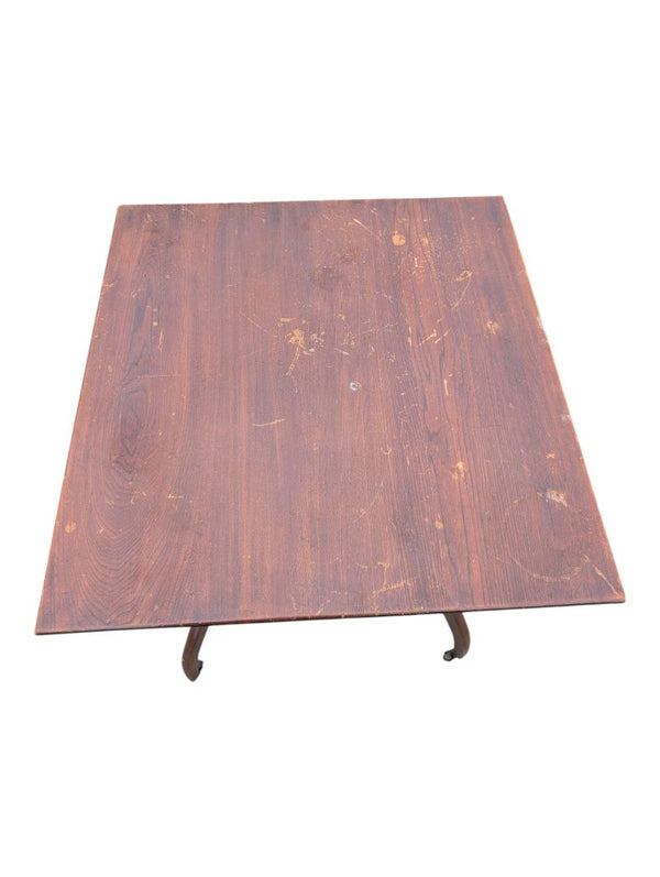 Antique Wood Side Table with Lower Shelf