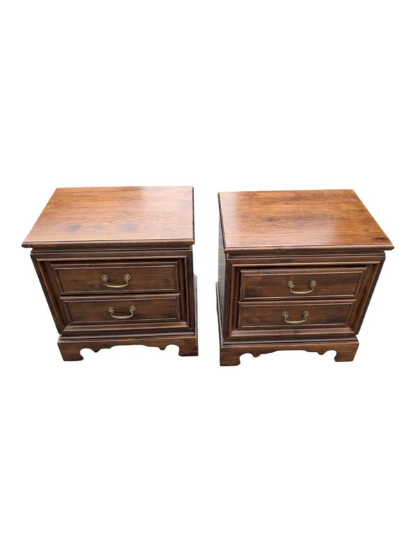 Pair of Traditional Two-Drawer Wood Nightstands
