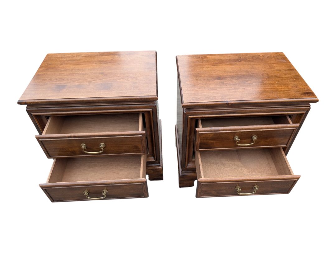 Pair of Traditional Two-Drawer Wood Nightstands