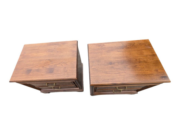 Pair of Traditional Two-Drawer Wood Nightstands