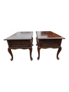 Pair of Traditional Wood End Tables with Cabriole Legs
