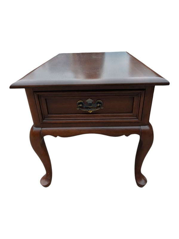 Pair of Traditional Wood End Tables with Cabriole Legs