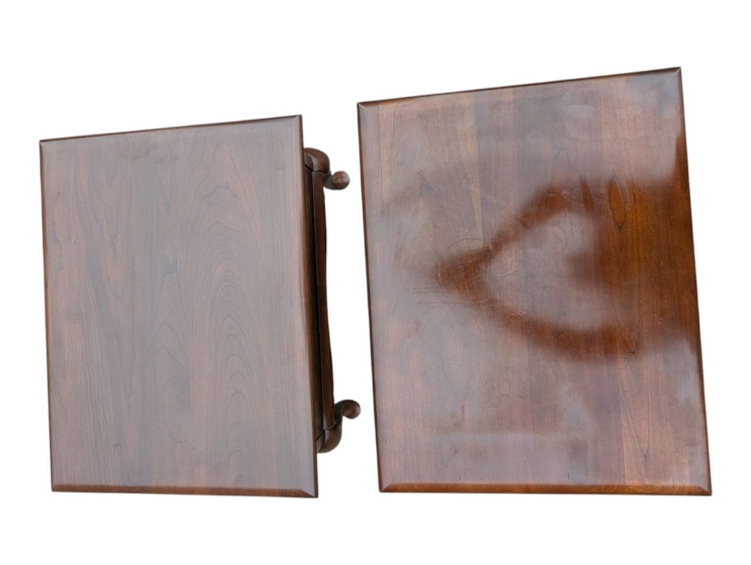 Pair of Traditional Wood End Tables with Cabriole Legs