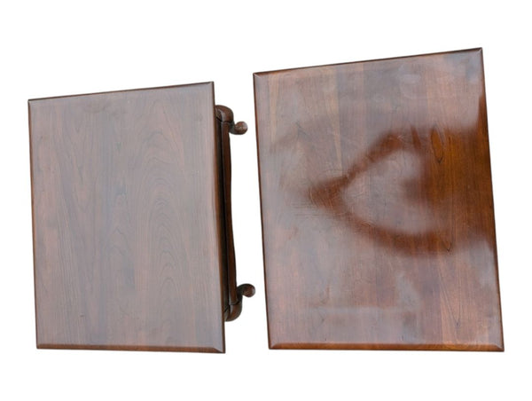 Pair of Traditional Wood End Tables with Cabriole Legs