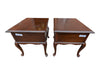 Pair of Traditional Wood End Tables with Cabriole Legs