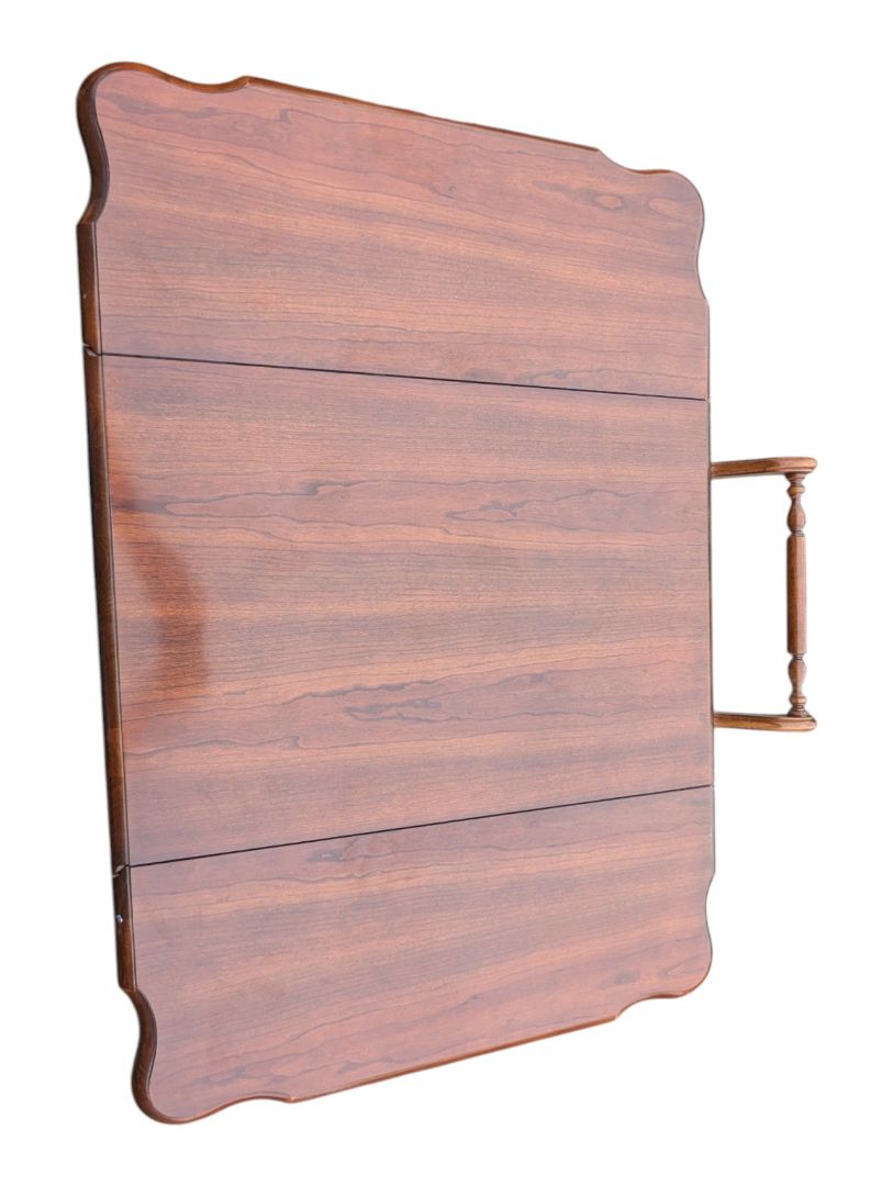 Vintage Drop-Leaf Wooden Tea Cart with Serving Tray
