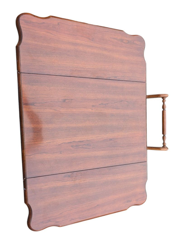 Vintage Drop-Leaf Wooden Tea Cart with Serving Tray