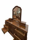 Vintage Wood Dresser with Arched Mirror & Cabinet Storage