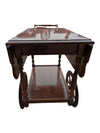 Vintage Drop-Leaf Wooden Tea Cart with Serving Tray