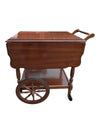 Vintage Drop-Leaf Wooden Tea Cart with Serving Tray