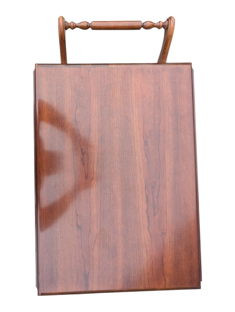 Vintage Drop-Leaf Wooden Tea Cart with Serving Tray
