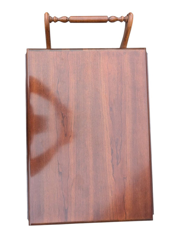 Vintage Drop-Leaf Wooden Tea Cart with Serving Tray