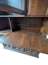 Vintage Solid Wood China Cabinet & Hutch with Glass Doors and Drop-Down Serving Surface