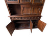 Vintage Solid Wood China Cabinet & Hutch with Glass Doors and Drop-Down Serving Surface