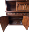Vintage Solid Wood China Cabinet & Hutch with Glass Doors and Drop-Down Serving Surface