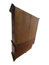 Vintage Solid Wood China Cabinet & Hutch with Glass Doors and Drop-Down Serving Surface