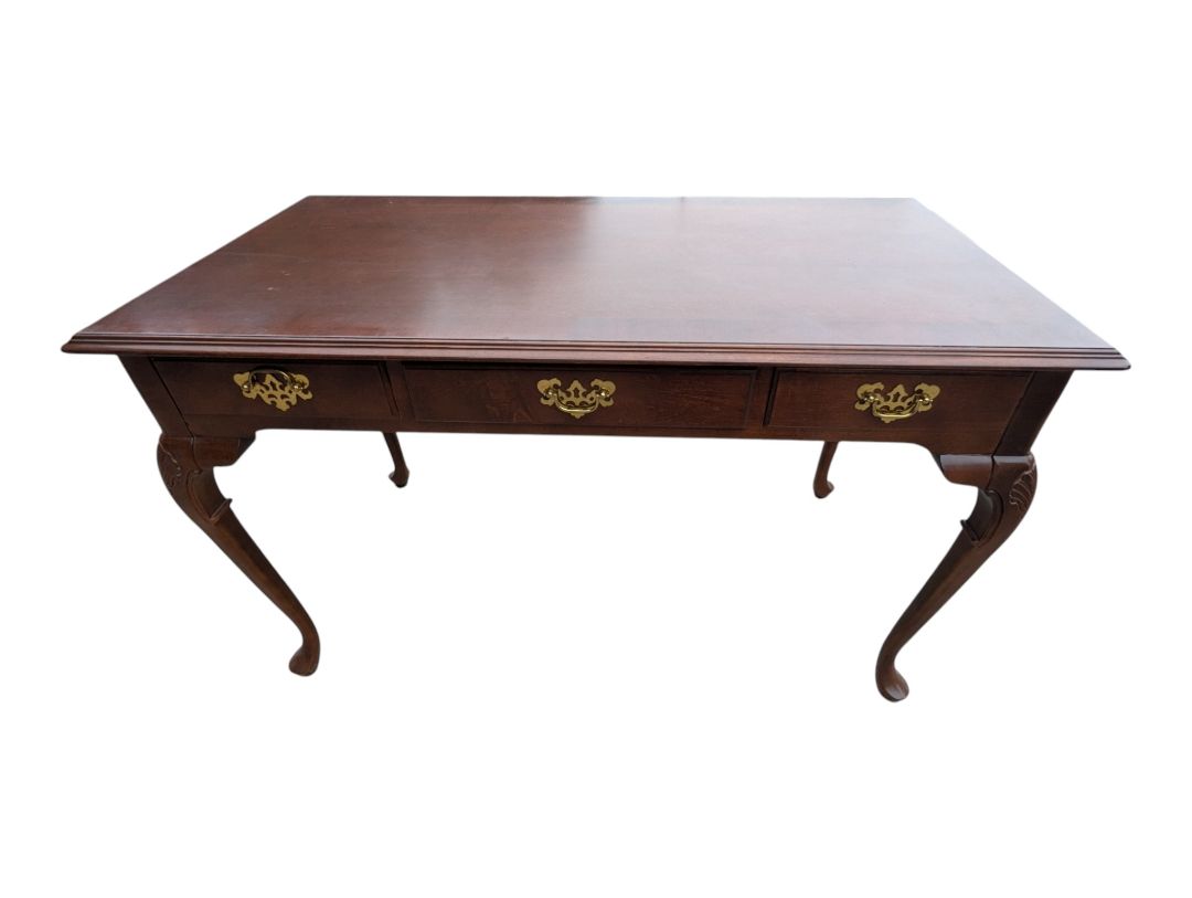 Traditional Three-Drawer Writing Desk with Cabriole Legs