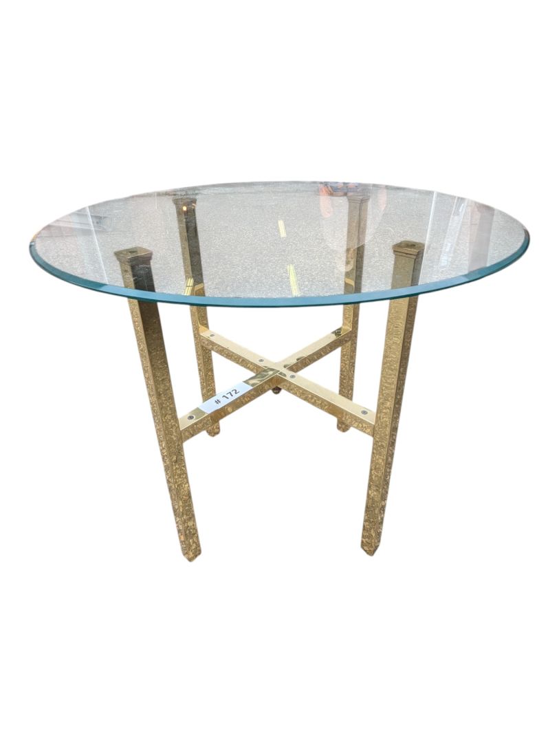 Round Glass Top Accent Table with Gold-Tone Metal Base