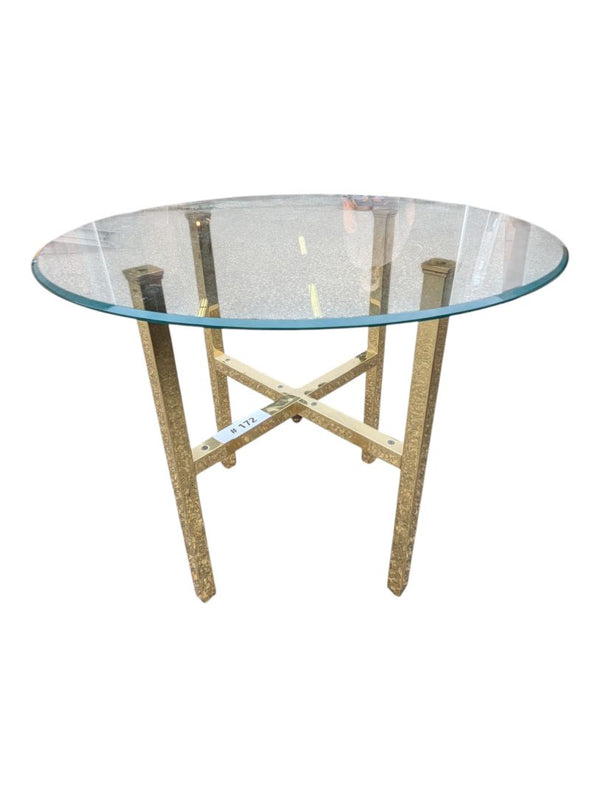 Round Glass Top Accent Table with Gold-Tone Metal Base