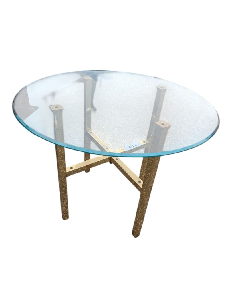 Round Glass Top Accent Table with Gold-Tone Metal Base