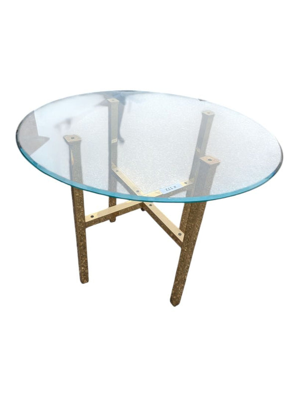 Round Glass Top Accent Table with Gold-Tone Metal Base
