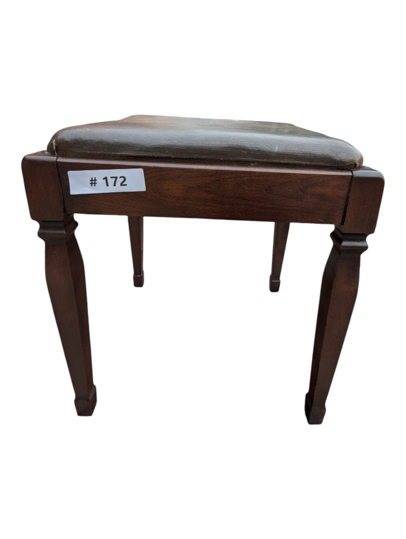 Vintage Upholstered Wood Vanity Bench / Piano Stool