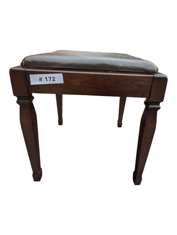 Vintage Upholstered Wood Vanity Bench / Piano Stool