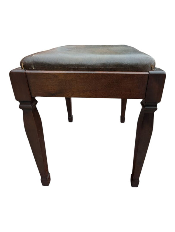 Vintage Upholstered Wood Vanity Bench / Piano Stool