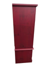 Red-Stained Wooden Armoire with Double Doors and Two Drawers
