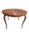 Vintage Extendable Scalloped Wood Dining Table with Leaf