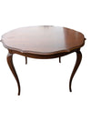 Vintage Extendable Scalloped Wood Dining Table with Leaf