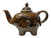 Brown Glazed Ceramic Elephant Teapot with Lid