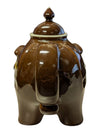 Brown Glazed Ceramic Elephant Teapot with Lid