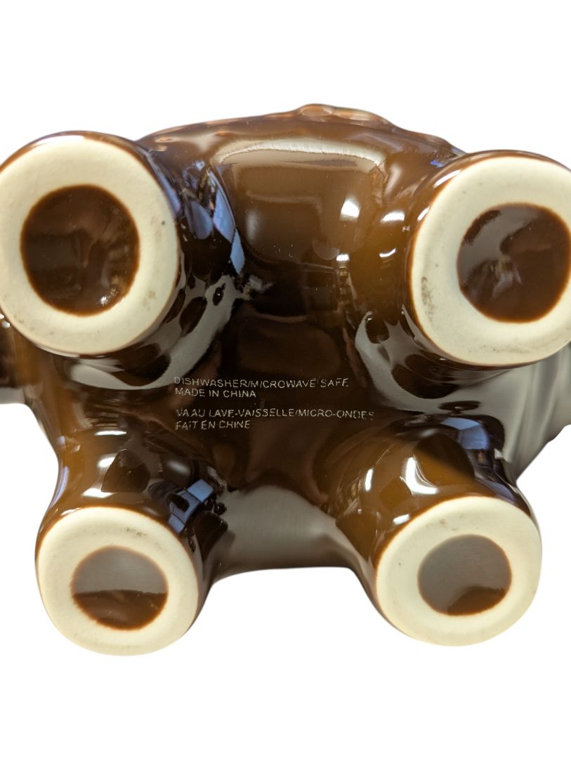 Brown Glazed Ceramic Elephant Teapot with Lid