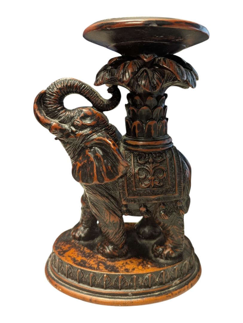 Ornate Elephant Pillar Candle Holder