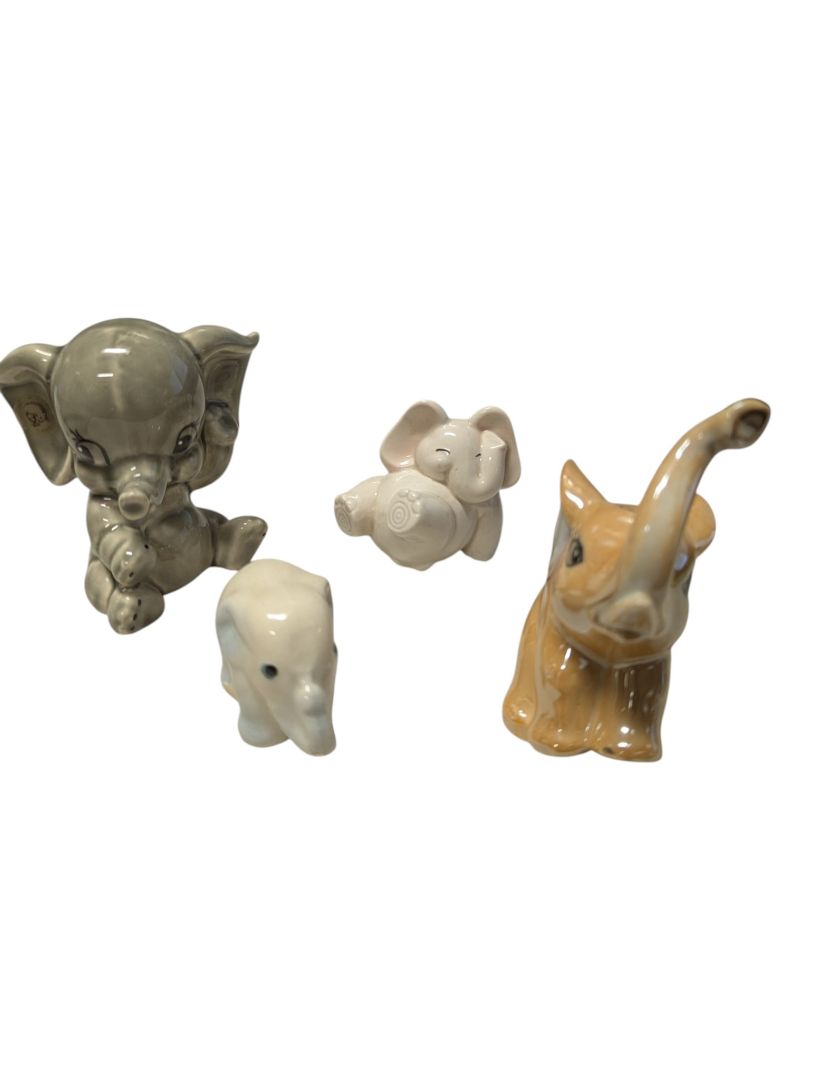 Lot of Four Vintage Ceramic Elephant Figurines