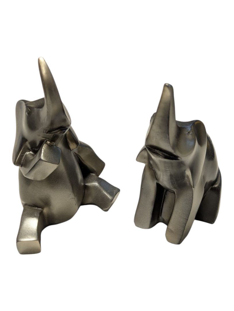 Lot of Two Metallic-Finish Elephant Decorative Figurines