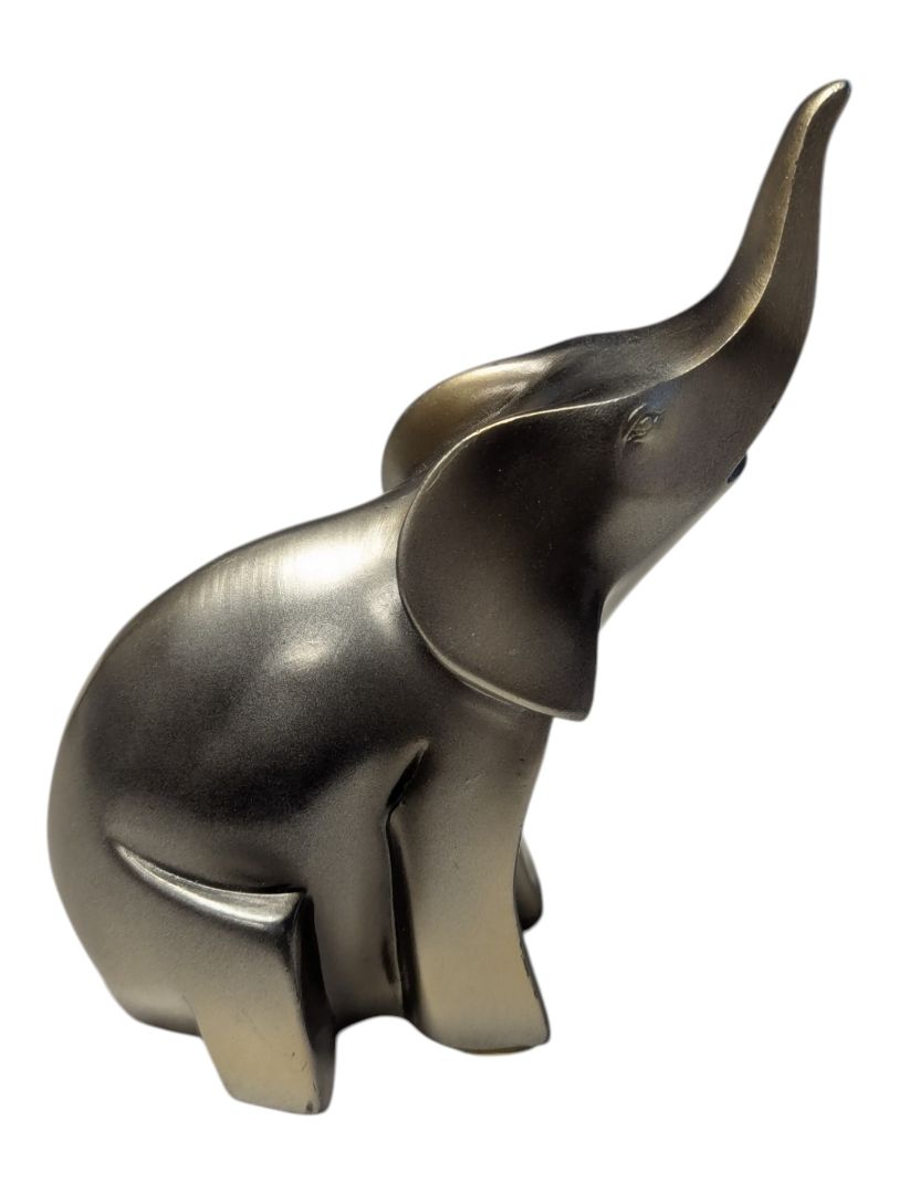 Lot of Two Metallic-Finish Elephant Decorative Figurines