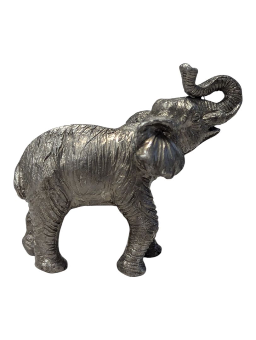 Lot of Two Silver-Tone Metal Elephant Figurines