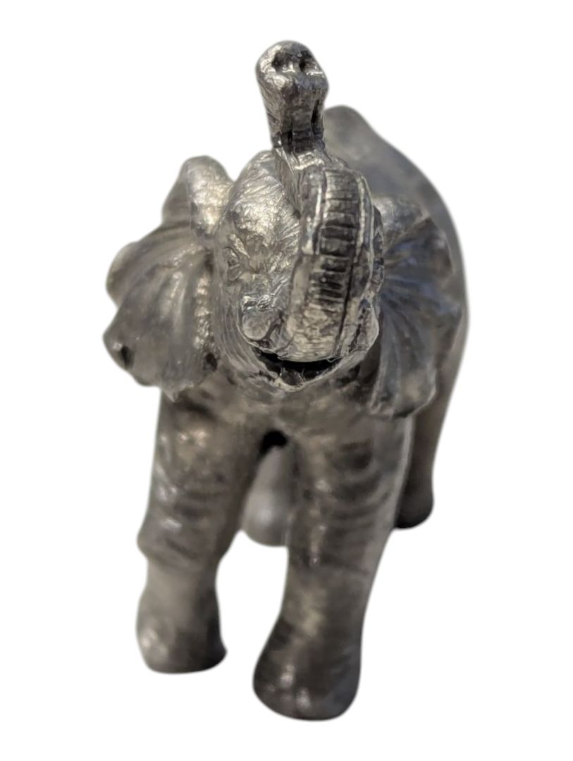 Lot of Two Silver-Tone Metal Elephant Figurines