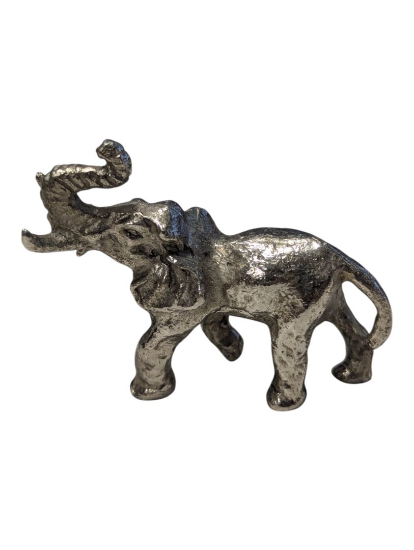 Lot of Two Silver-Tone Metal Elephant Figurines