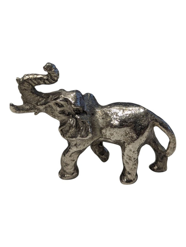 Lot of Two Silver-Tone Metal Elephant Figurines