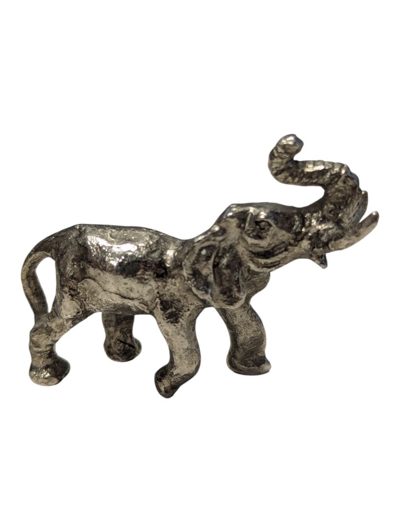 Lot of Two Silver-Tone Metal Elephant Figurines