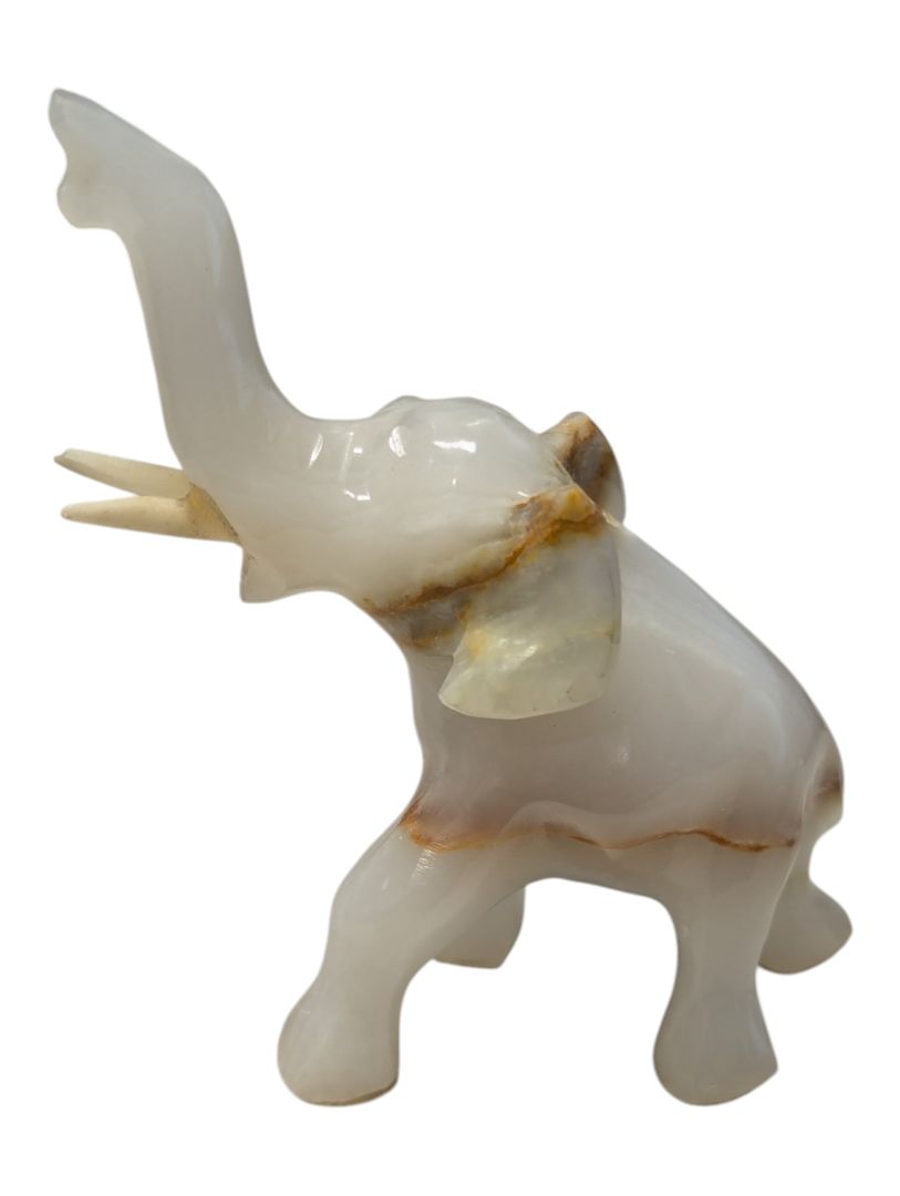 Lot of Five Carved Stone Elephant Figurines