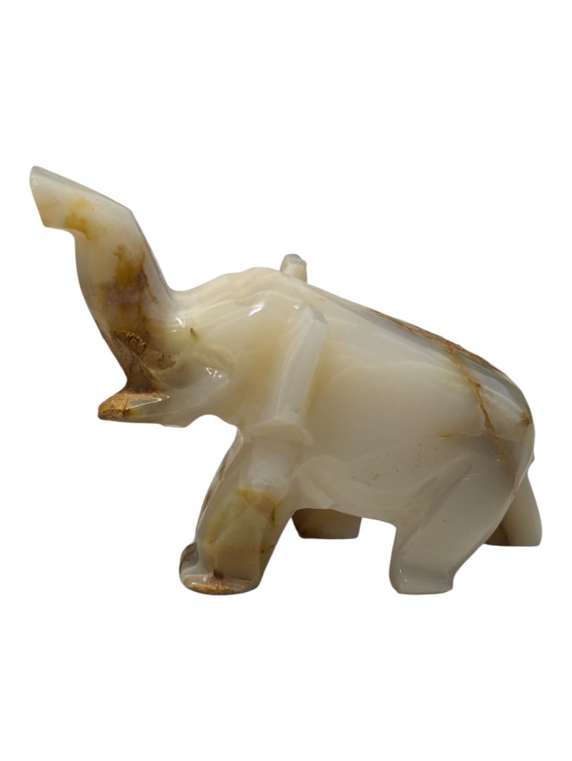 Lot of Five Carved Stone Elephant Figurines