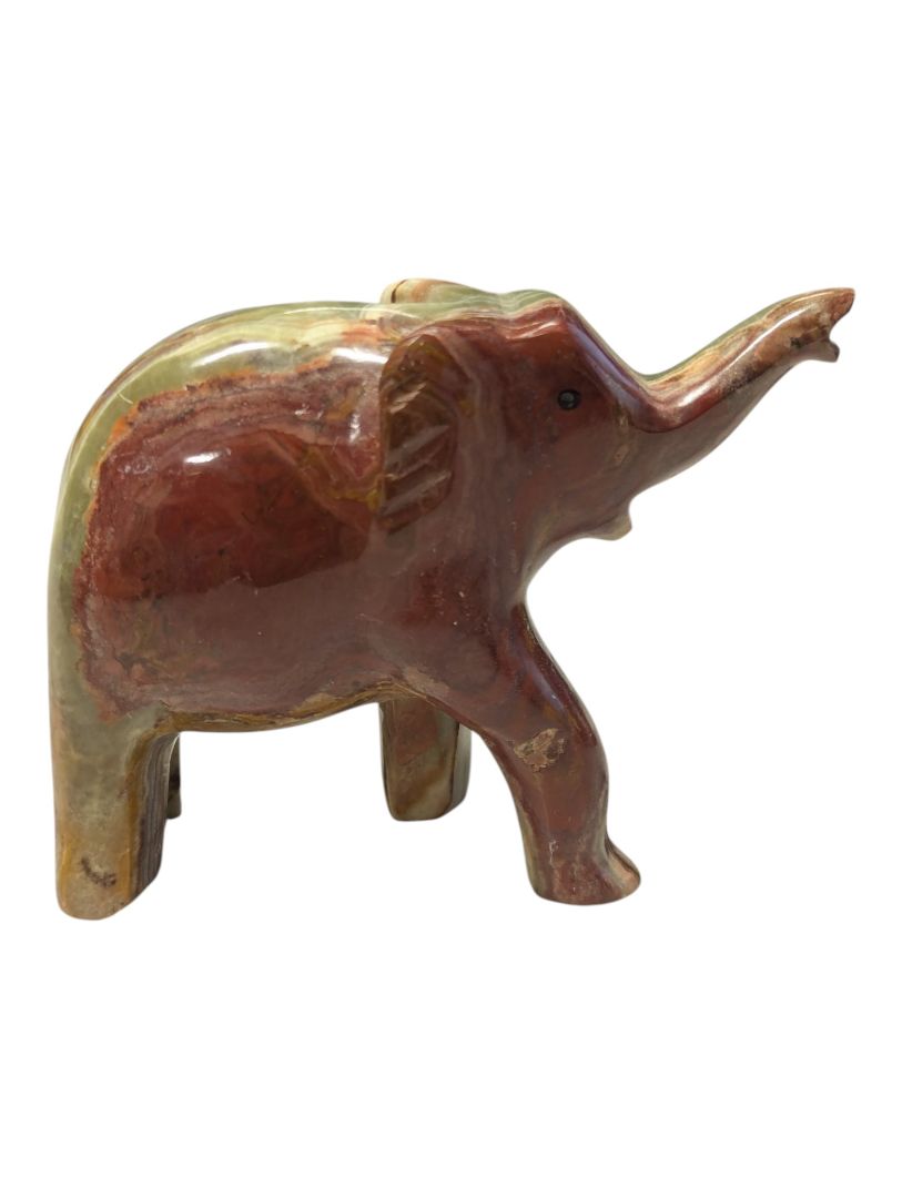 Lot of Five Carved Stone Elephant Figurines