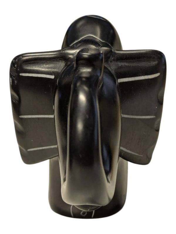 Carved Black Soapstone Finish Decorative Elephant Figurine