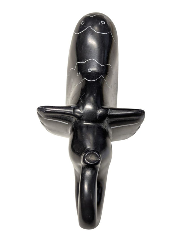 Carved Black Soapstone Finish Decorative Elephant Figurine