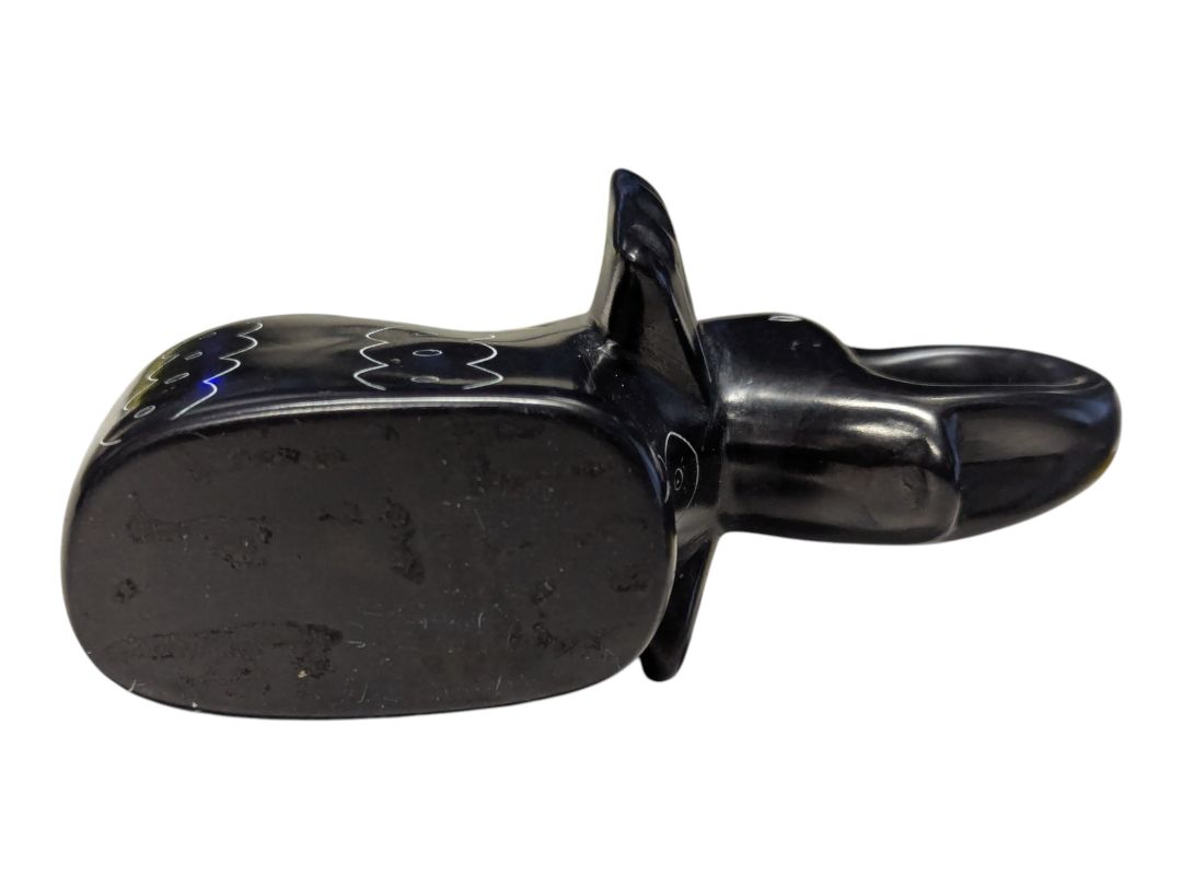 Carved Black Soapstone Finish Decorative Elephant Figurine