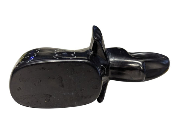 Carved Black Soapstone Finish Decorative Elephant Figurine
